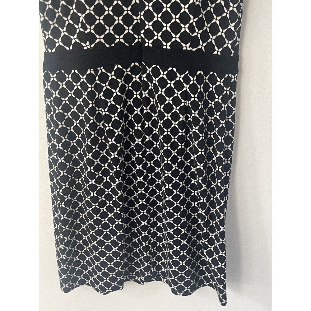 Talbots Womens Black White Patterned Sheath Dress MIDI Size 10P Sleeveless - Picture 10 of 14